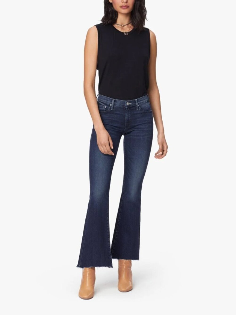 $228 Mother Blue Tongue In Chic The Weekender Fray Hem Denim Jean Pant 27/28"
